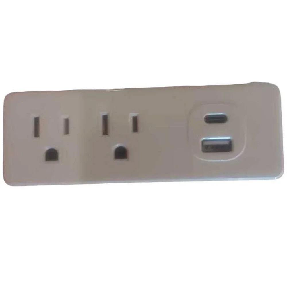 2 Prong to 3 Prong Outlet Extender, w/ Type A & Type C USB Wall Charger Adapter